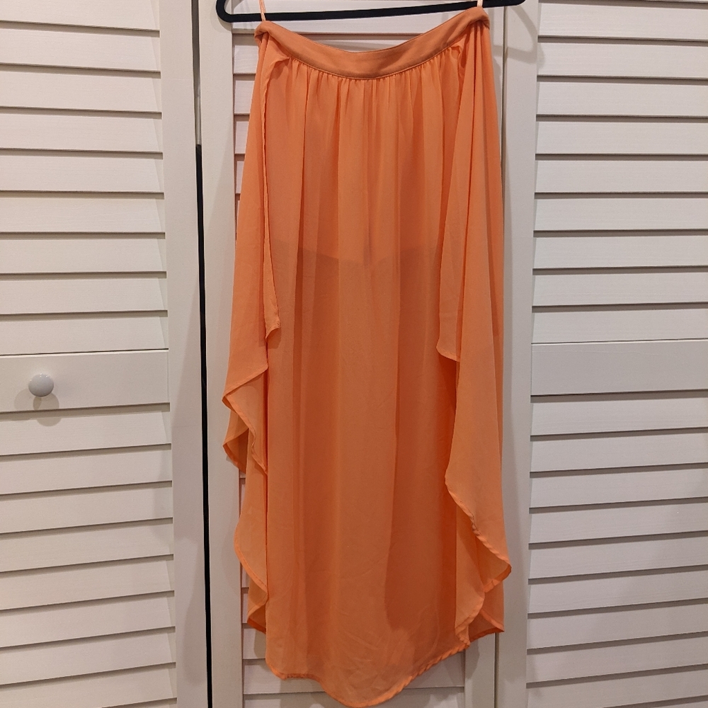 Lush Peach Chiffon Skort